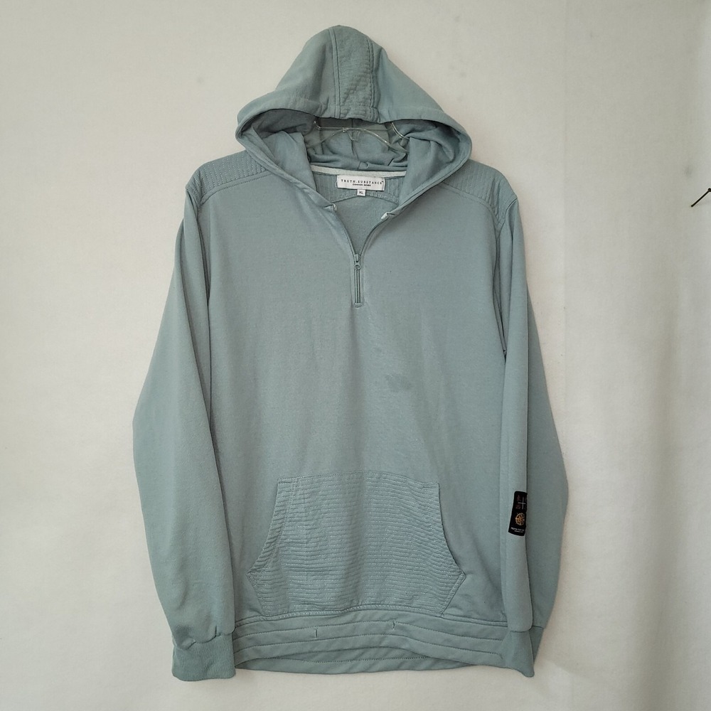 Truth Substance Common Sense XL Quarter‎ Zip Hoodie Sage Green Textured Pocket